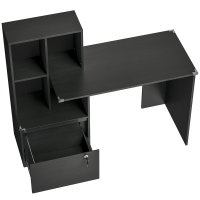 Birou HOMCOM pentru calculator cu biblioteca si sertar blocabil, 126 x 50 x 109 cm, negru - 1