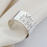 Inel personalizat - Familie fericita - model lat - Argint 925 - 1