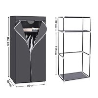 Dulap pentru haine, Songmics, Gri, 75x45x160 cm - 5