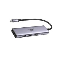 Adaptor multifunctional UGREEN USB C CM511, 2 x USB-A 3.0, 1 x USB-C PD 100W, 1 x HDMI, 1 x SD, 1 x TF, Gri - 2