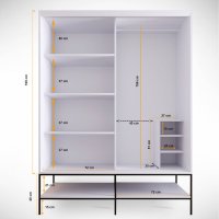 Dulap MartinSurgulu150 Alb-Negru-Gold cu Usi Glisante - 2