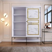 Dulap MartinSurgulu150 Alb-Negru-Gold cu Usi Glisante - 4