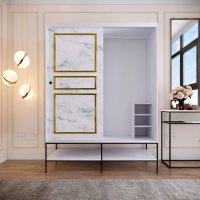 Dulap MartinSurgulu150 Alb-Negru-Gold cu Usi Glisante - 5