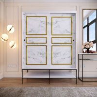 Dulap MartinSurgulu150 Alb-Negru-Gold cu Usi Glisante - 1