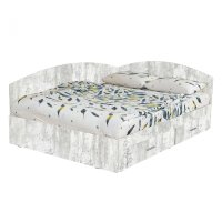 Pat Colt Alma 180x200 cm, cu 2 sertare laterale pe role, colt interschimbabil, pin antichizat - 1