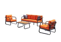 Set mobilier RIO pentru gradina cu masuta, portocaliu, dimensiuni 186x66x73 cm - 1