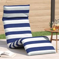 Sezlong pliabil albastru si alb, 175x54x8,5 cm din tesatura Oxford - 2