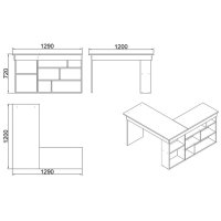 Birou Rosaline Alb - Oak 120x129x72 cm - 4