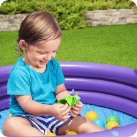 Piscina gonflabila pentru copii Bestway 102 x 25 cm cu 50 bile si 4 jucarii gonflabile incluse Mov - 6