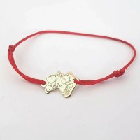 Bratara personalizata Chic Bijoux cu ingeras si elefant, aur galben 14K, snur reglabil - 1
