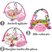 Centru de Activitati Multifunctional VisionHub® pentru Bebei, 3 in 1 cu Bile Colorate si Jucarii Interactiv - 9