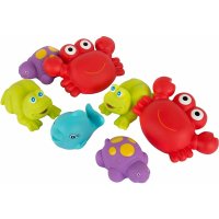Set 7 animalute de baie, Playgro, Fara gauri, Cu gentuta pentru transport, Fara BPA, Floating Sea Friends, New Blue - 1