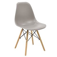 Scaun Julita plastic gri - picior culoare lemn natural 46x50x82cm - 1