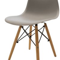 Scaun Julita plastic gri - picior culoare lemn natural 46x50x82cm - 6