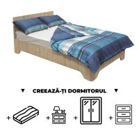 Creeaza-ti Dormitorul ALMA, sonoma deschis, de la Pat cu picioare Alma 120x200 cm, adauga Saltea, Noptiere, Comoda, Dulap - 1