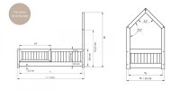 Pat Montessori pentru copii Little Amy, model Mossy, cu balustrade rotunde, dimensiuni 80x160 cm, Natur - 2