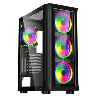 Carcasa SPACER SHIELD ATX Middle Tower cu Sticla Securizata si Ventilatoare ARGB - 3