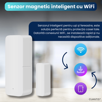 Senzor inteligent pentru usi, ferestre si sertare CUANTIS, WiFi 2.4 GHz, Tuya, notificari si automatizare lumini, alb - 3