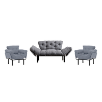 Set NITTA 2-1-1, canapea extensibila 3 locuri si 2 fotolii extensibile, nuanta gri - 1