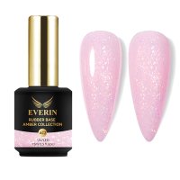 Rubber Base Everin Amber Collection 02 – Bază rubber Roz-Lăptos cu Fulgi Irizați, HEMA &amp; TPO Free, 15ml - 1