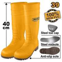 Cizme de Protectie Galbene cu Varf Metalic si Talpa Antiderapanta INGCO SSH092S1P.42 - 1
