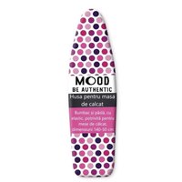 Husa masa de calcat, MOOD (BE AUTHENTIC) din bumbac si pasla, cu elastic, dimensiuni 140-50 cm, model alb cu buline roz - 1