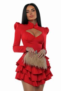 Rochie Sugar Dress Neagră cu Volane - 1