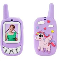 Free2Play Unicorn - set de 2 statii Walkie-Talkie video cu camera, ecran IPS de 2 inch si raza de 300 m, roz, 3 ani+ - 1