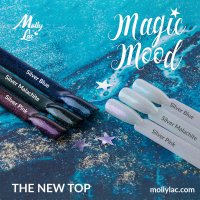 Top Coat cu sclipici Molly Lac Magic Mood Silver Blue 10ml - MM-SB - 2