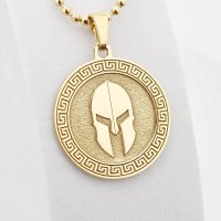 Lant barbatesc - Casca Spartan si Motive Grecesti - Argint 925 placat cu Aur 18K - 1