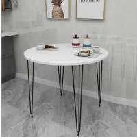 Masa bucatarie rotund texturata, alb,Homs 70x70x75 cm,A0047 - 1