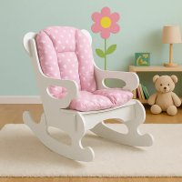 Scaun balansoar pentru copii Baby Puzzle 40x70x65 cm - MDF alb/roz - 1