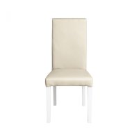Scaun living TEO, picioare lemn alb, piele ecologica crem, 46x60x98 cm - 1