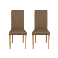 Set 2 scaune living TEO, picioare lemn natur, piele ecologica cappuccino, 46x60x98 cm - 1