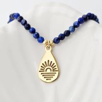 Lantisor Sunrise cu Pietre Lapis Lazuli si Pandantiv Rasarit de Soare - Argint 925 placat cu Aur Galben 18K - 1