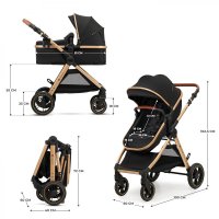 Carucior pentru copii Kinderkraft Esme Pure Black 3 in 1 reversibil, cu spatar si maner reglabil, suportul pentru pahar, husa pentru picioare, husa de ploaie, geanta - 4