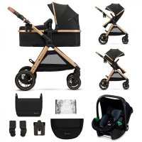 Carucior pentru copii Kinderkraft Esme Pure Black 3 in 1 reversibil, cu spatar si maner reglabil, suportul pentru pahar, husa pentru picioare, husa de ploaie, geanta - 10