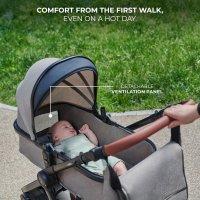 Carucior pentru copii Kinderkraft Esme Pure Black 3 in 1 reversibil, cu spatar si maner reglabil, suportul pentru pahar, husa pentru picioare, husa de ploaie, geanta - 12