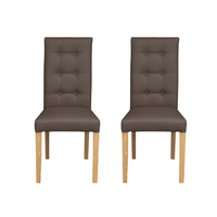 Set 2 scaune living TEO LUX, picioare lemn natur, piele ecologica gri elefant, 46x60x98 cm - 1
