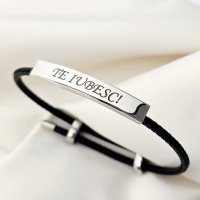 Bratara cu Snur gros impletit - Element Dreptunghiular personalizat - Otel inoxidabil 316L - 1