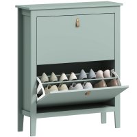 HOMCOM Dulap pentru Pantofi cu 2 Sertare Rabatabile si Rafturi Ajustabile, 80x24x95.5 cm, Verde | Aosom Romania - 1