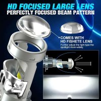 Set 2 Becuri H7 LED cu Lupa, SUPER CSP, Putere 150W si 27.000 Lumeni, CANBUS Cu cipuri CSP 7035, 6000K Alb Rece - 5