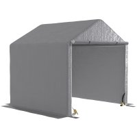 Garaj de gradina Outsunny 2 x 2 x 2 m pentru biciclete, cu cadru din otel galvanizat, impermeabil si rezistent la UV - gri | Aosom Romania - 1