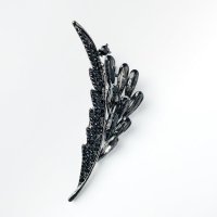 Brosa metalica argintie antichizata cu pietricele negre si gri - 1