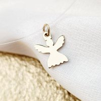 Choker Aur Galben 14K - Pandantiv Ingeras - Lant silicon cu inchizatoare carabina - 1