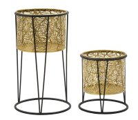 Mauro Ferretti Set Suporturi pentru Flori - Rotunde, Metal Aurit si Negru - 1