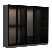 Dulap KALE cu 5 usi, antracit si geam fumuriu, dimensiuni 225x52x190 cm - 1