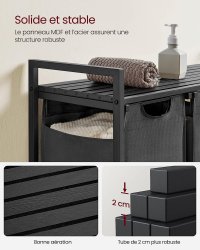 Cos de rufe, Vasagle, Negru-Gri, 92.5×33×72 cm - 4