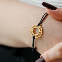 Bratara Cercul Roman Chic Bijoux cu data nasterii in cifre romane, Argint 925 placat cu Aur Galben 18K, snur reglabil - 1