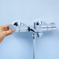 Baterie cada cu termostat Grohe Grohtherm 800, cartus termostatat, filtru impuritati, diverter, Crom-34567000 - 1